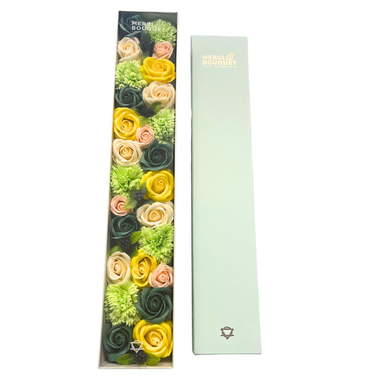 Spring Celibrations Soap Flowers - Yellow & Greens in Extra Long Box