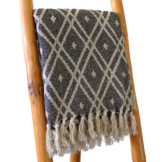 Boho Comfort Throw - 140 x 200 cm - Black & Beige Regency