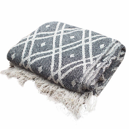 Boho Comfort Throw - 140 x 200 cm - Black & Beige Regency