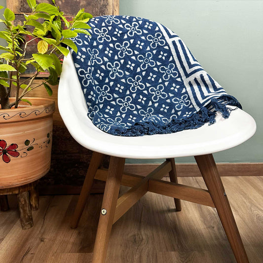 Handmade Indigo Throw - 170 x 120 cm - Kasba Tiles