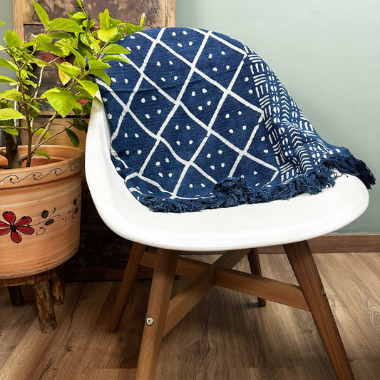 Handmade Indigo Throw - 170 x 120 cm - Midnight Heerak