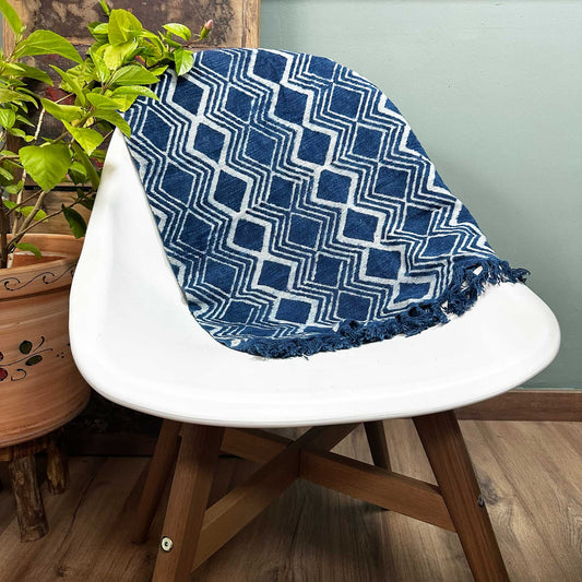 Handmade Indigo Runner - 170 x 60 cm - Heerak Pattern