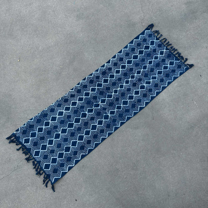 Handmade Indigo Runner - 170 x 60 cm - Heerak Pattern