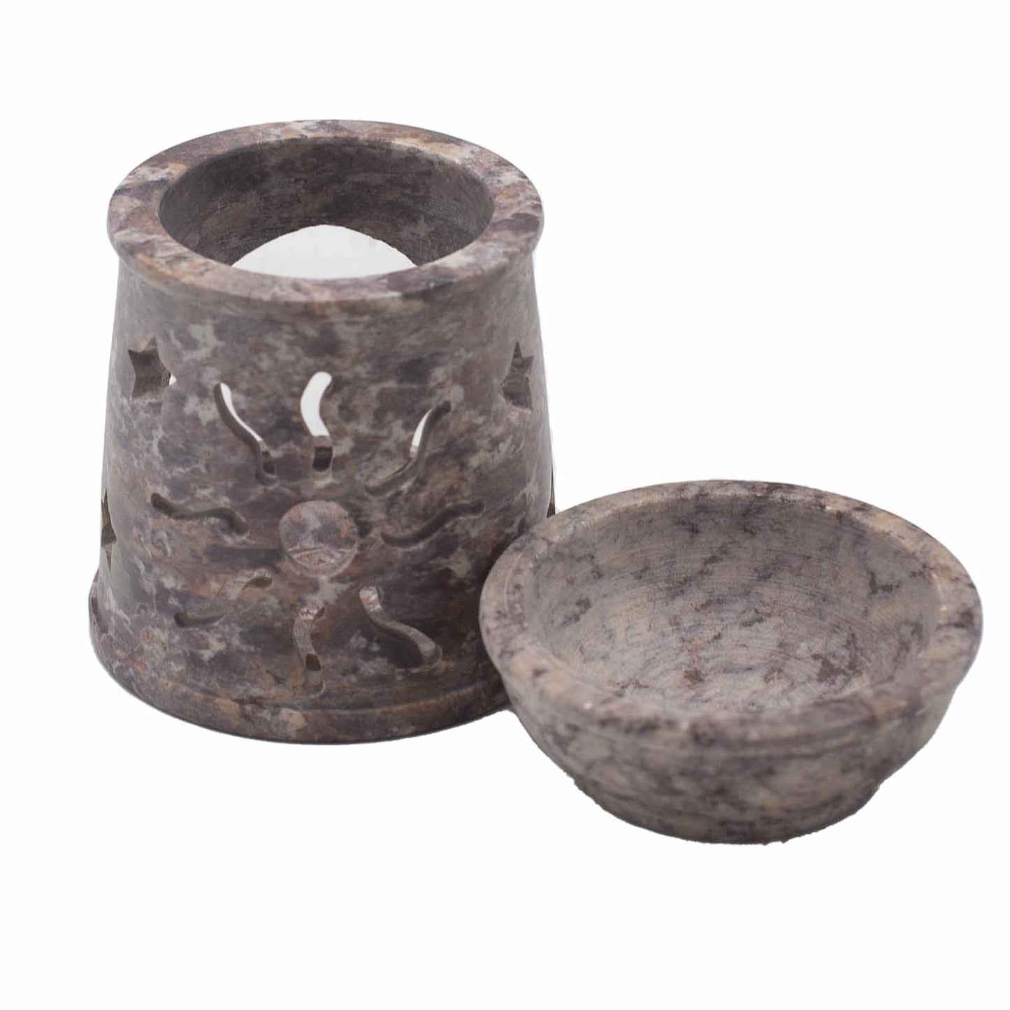 Soapstone Oil Burner - Sun & Stars - Small - 8 cm
