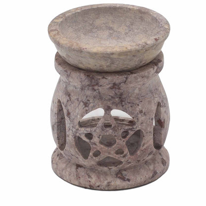 Soapstone Oil Burner - Three Moon Pentagon - Small - 8 cm