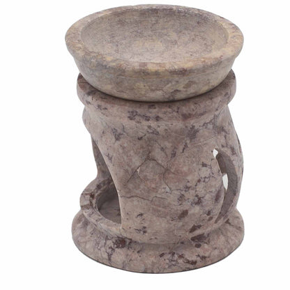 Soapstone Oil Burner - Three Moon Pentagon - Small - 8 cm