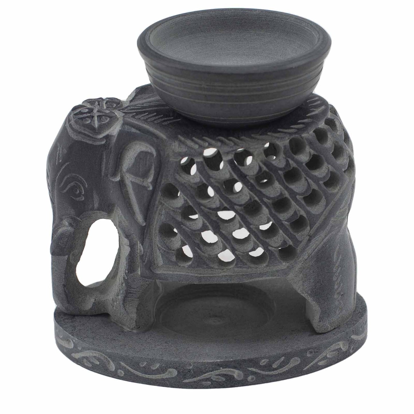 Soapstone Oil Burner - Standing Elephant - 10.5 cm