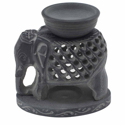 Soapstone Oil Burner - Standing Elephant - 10.5 cm