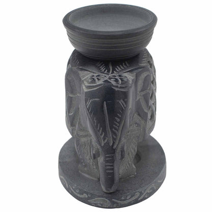 Soapstone Oil Burner - Standing Elephant - 10.5 cm