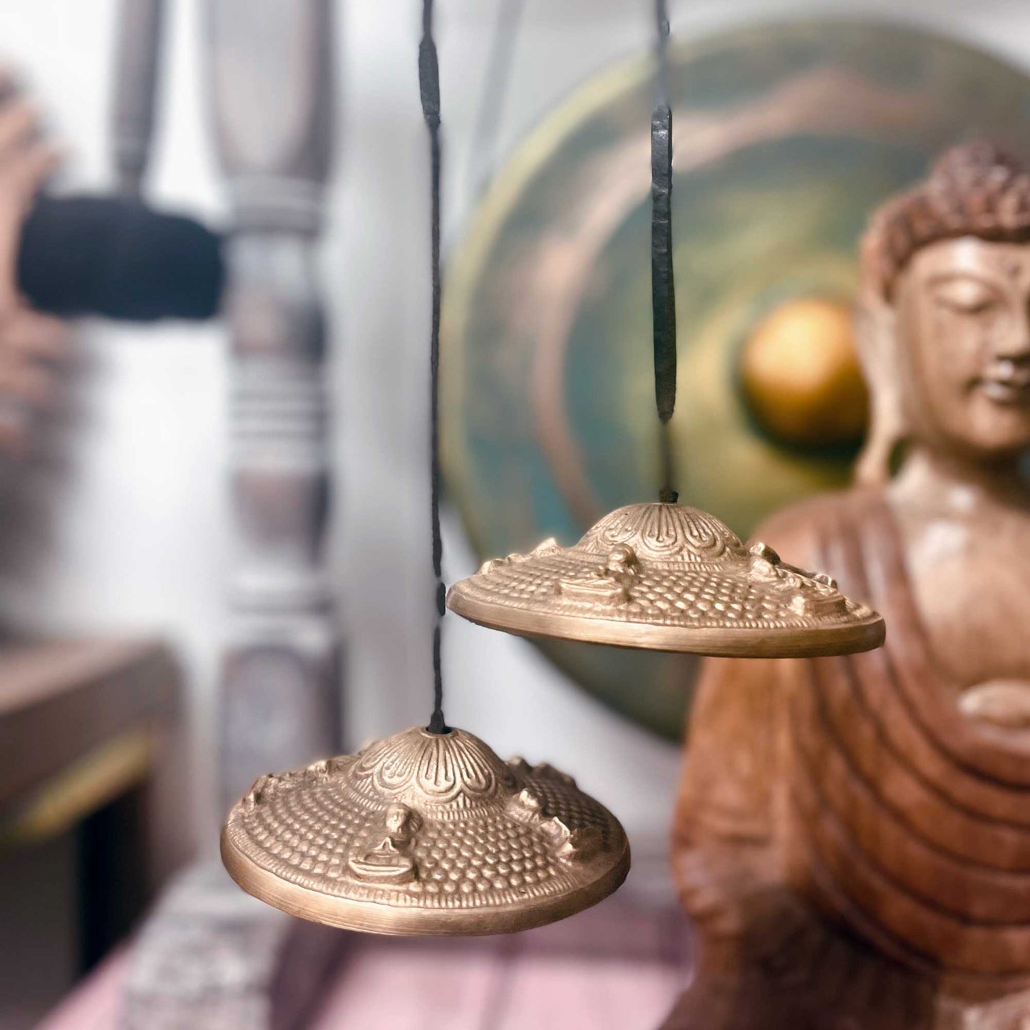 Tibetan Tingsha Cymbals - Lucky Symbols - 6 cm