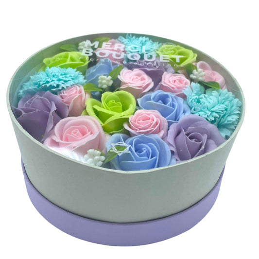 Baby Blessings Soap Flowers - Blues in Round Box