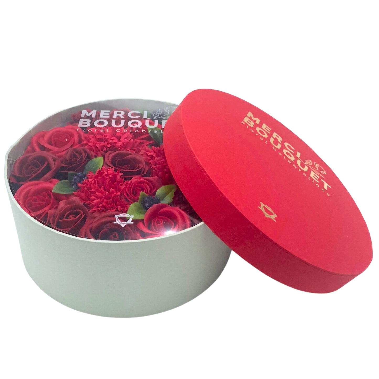 Classic Red Roses Soap Flowers - Round Box