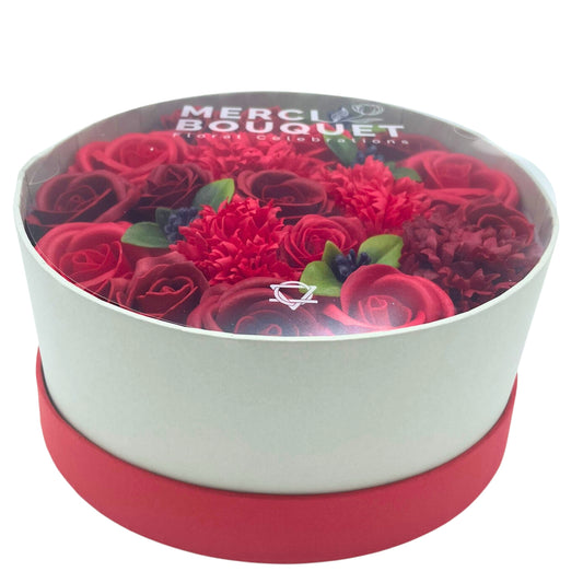 Classic Red Roses Soap Flowers - Round Box