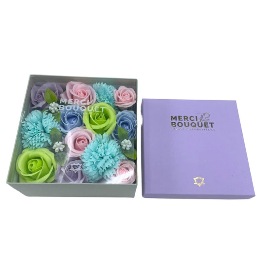 Baby Blessings Soap Flowers - Blues in Square Box