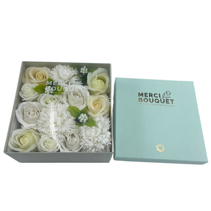 Wedding Blessings Soap Flowers - White & Ivory in Square Box