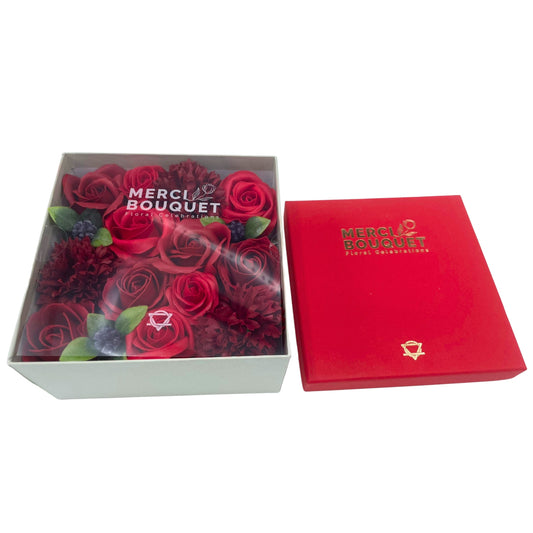 Classic Red Roses Soap Flowers - Square Box
