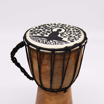 Wide Top Djembe Drum - Buddha - 25 cm