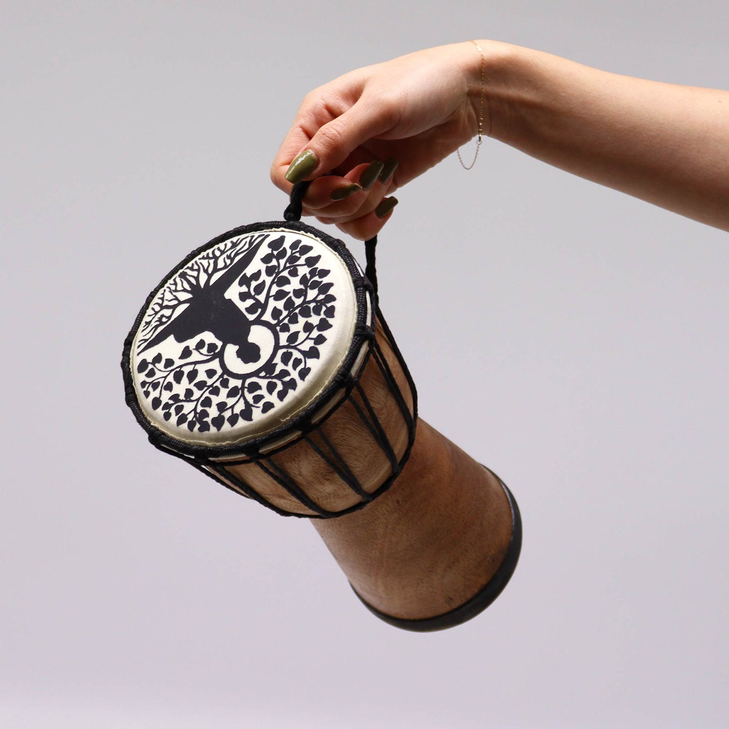 Wide Top Djembe Drum - Buddha - 25 cm