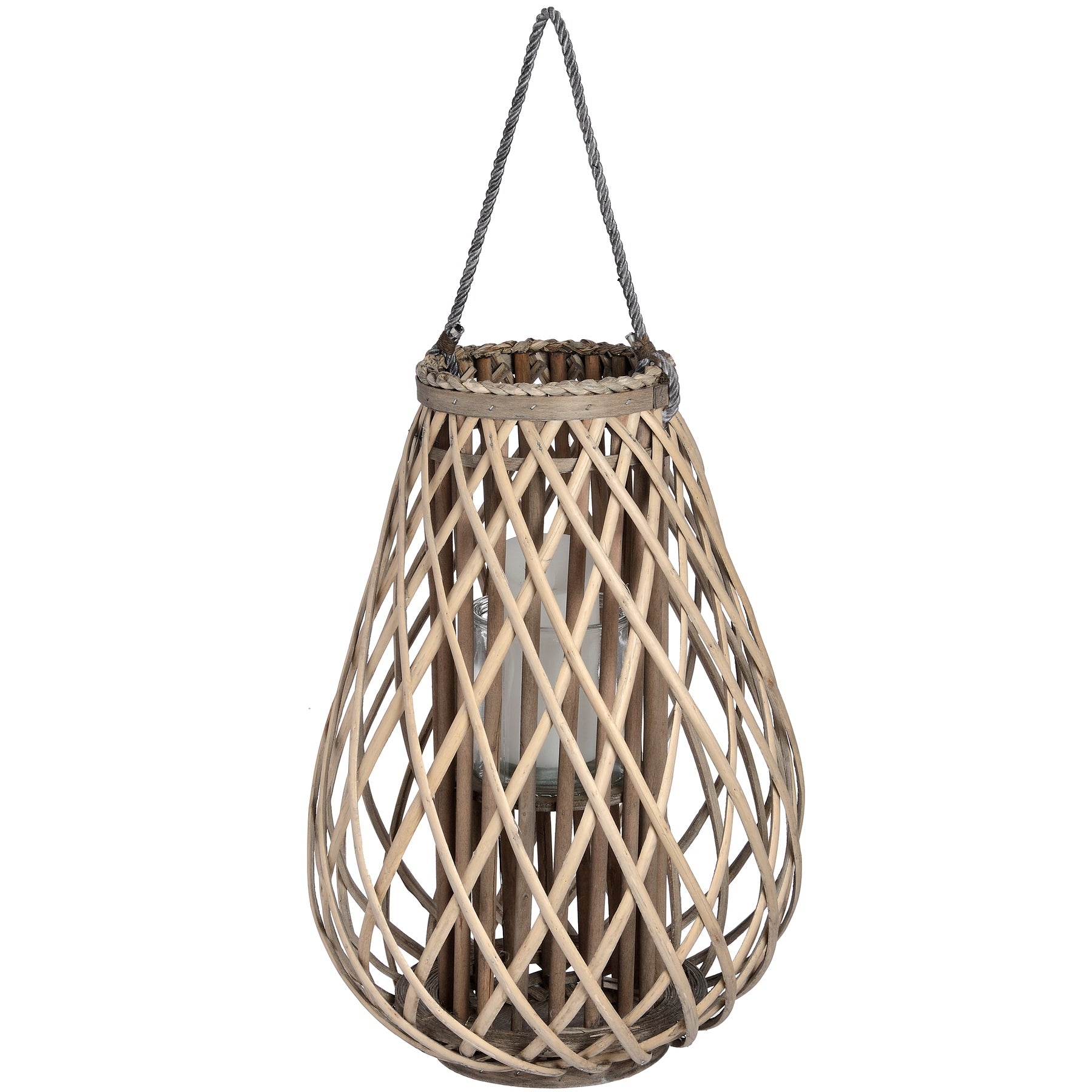 Wicker Bulbous Lantern - Large