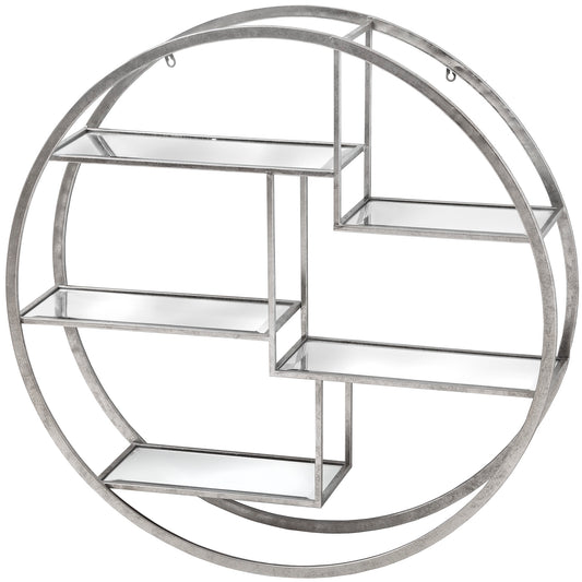 Circular Silver Wall Hanging Multi Shelf - Large