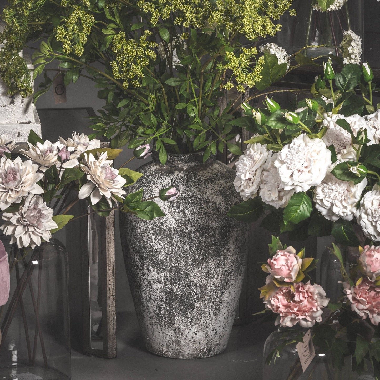 Aged Stone Ceramic Vase - Tall