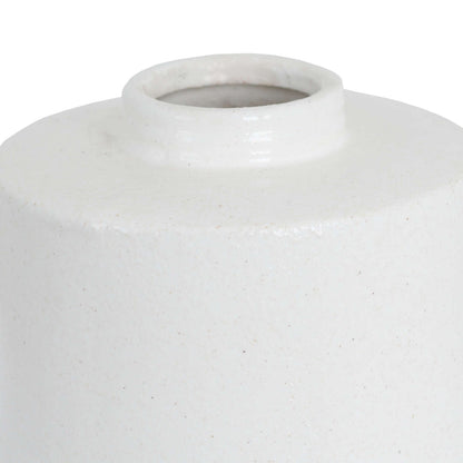 White With Grey Detail Cylindrical Ceramic Vase - Large