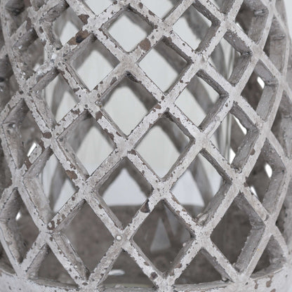 Conical Ceramic Lattice Hurricane Lantern - Large