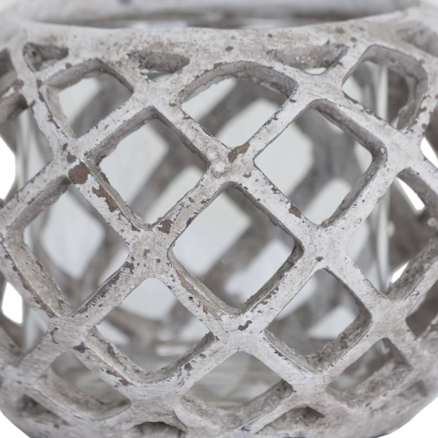 Round Ceramic Lattice Hurricane Lantern - Large