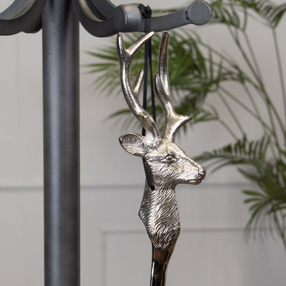 Silver Nickel Detail Shoe Horn -  Stag Head