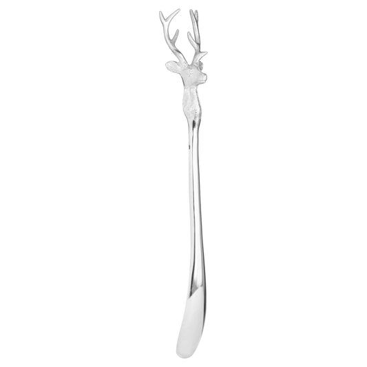 Silver Nickel Detail Shoe Horn -  Stag Head