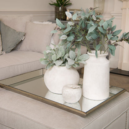 Astor Distressed Mirrored Tray With Wooden Detailing - Large