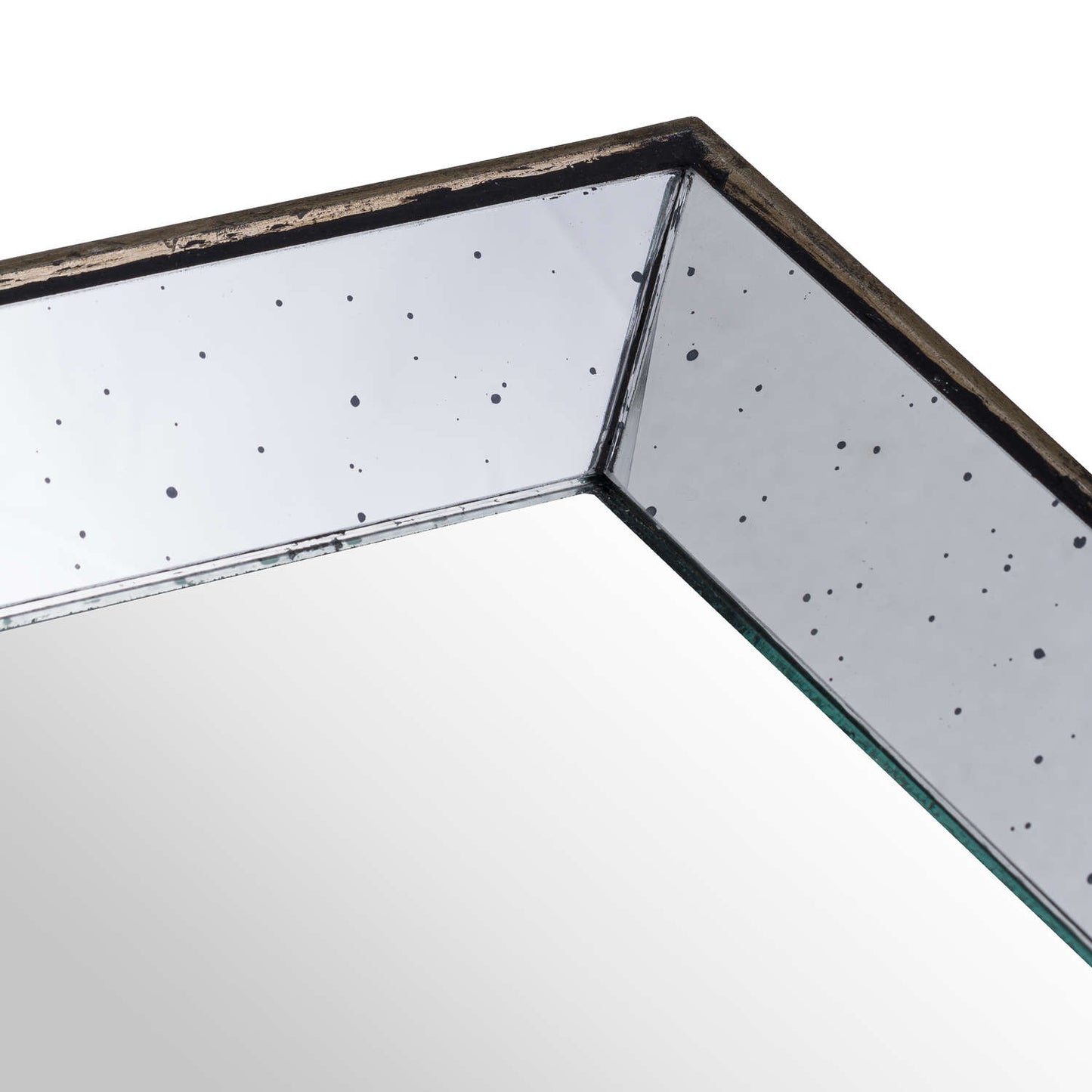 Astor Distressed Mirrored Square Tray With Wooden Detailing - Small
