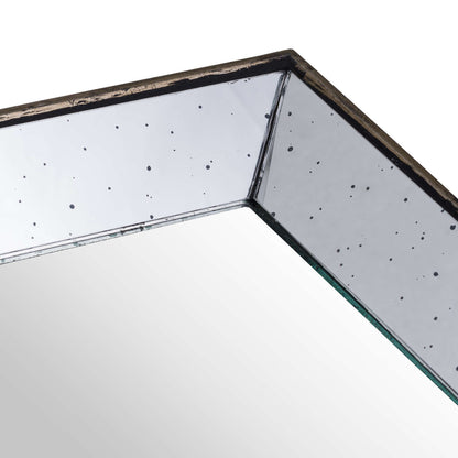 Astor Distressed Mirrored Square Tray With Wooden Detailing - Small