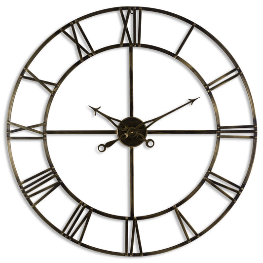 Antique Brass Skeleton Clock - Large