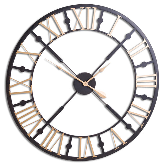 Black And Gold Skeleton Wall Clock