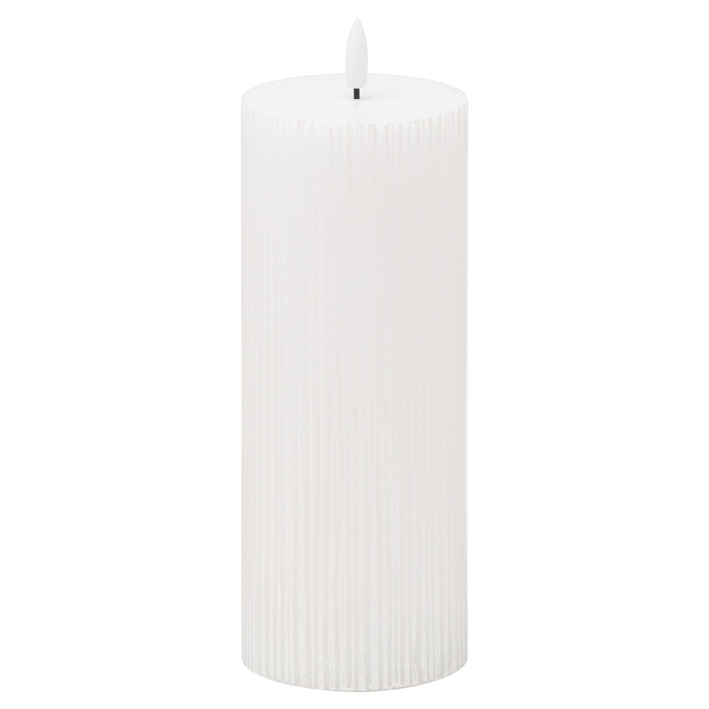 Luxe Collection Natural Glow Textured Ribbed LED Candle - 3 x 8 inch