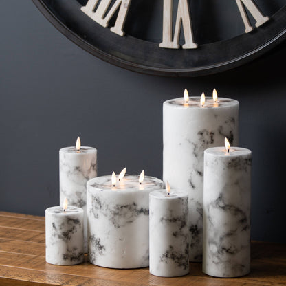 Luxe Collection Natural Glow Marble Effect LED Candle - 3 x 6 inch