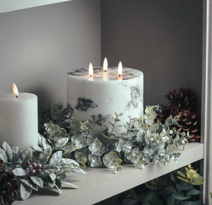 Frosted Eucalyptus Candle Wreath - Large