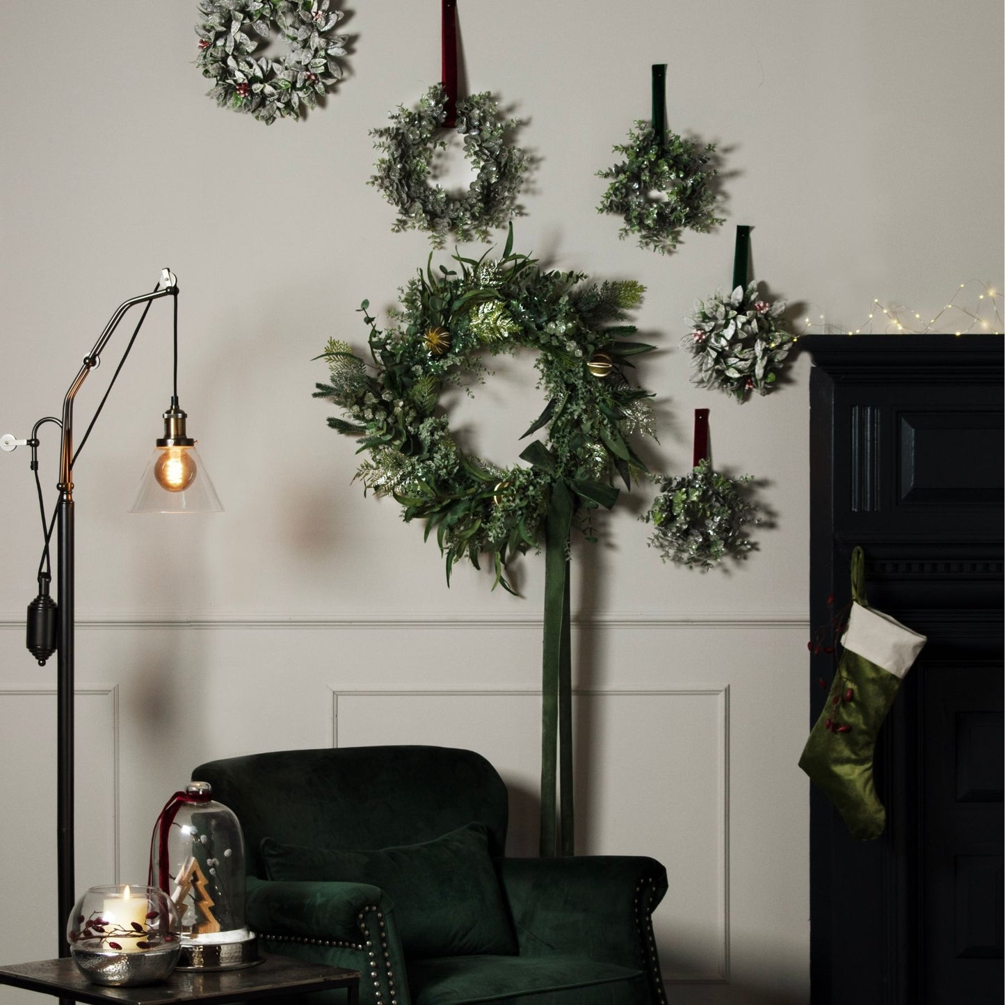 Frosted Eucalyptus Candle Wreath - Large