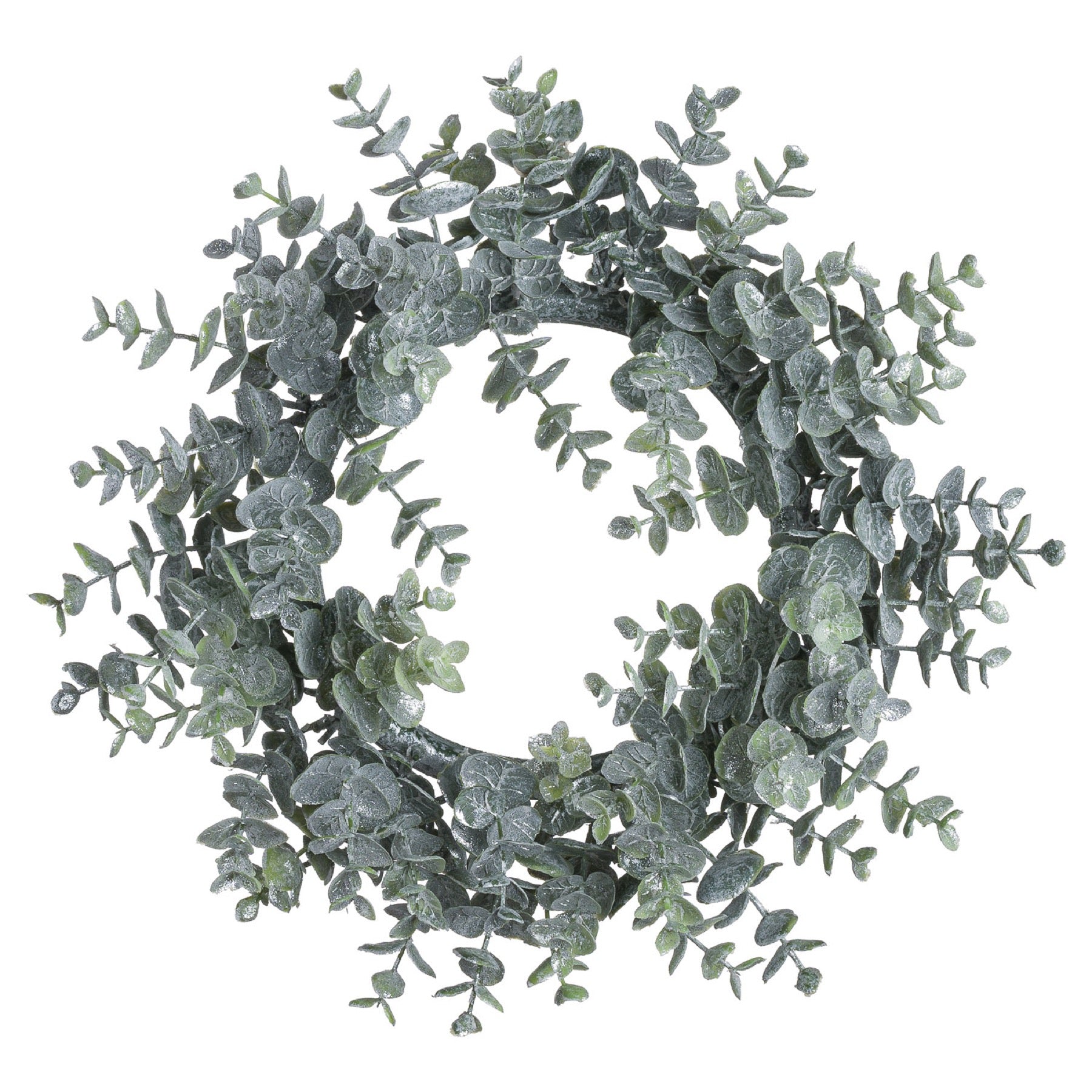 Frosted Eucalyptus Candle Wreath - Large