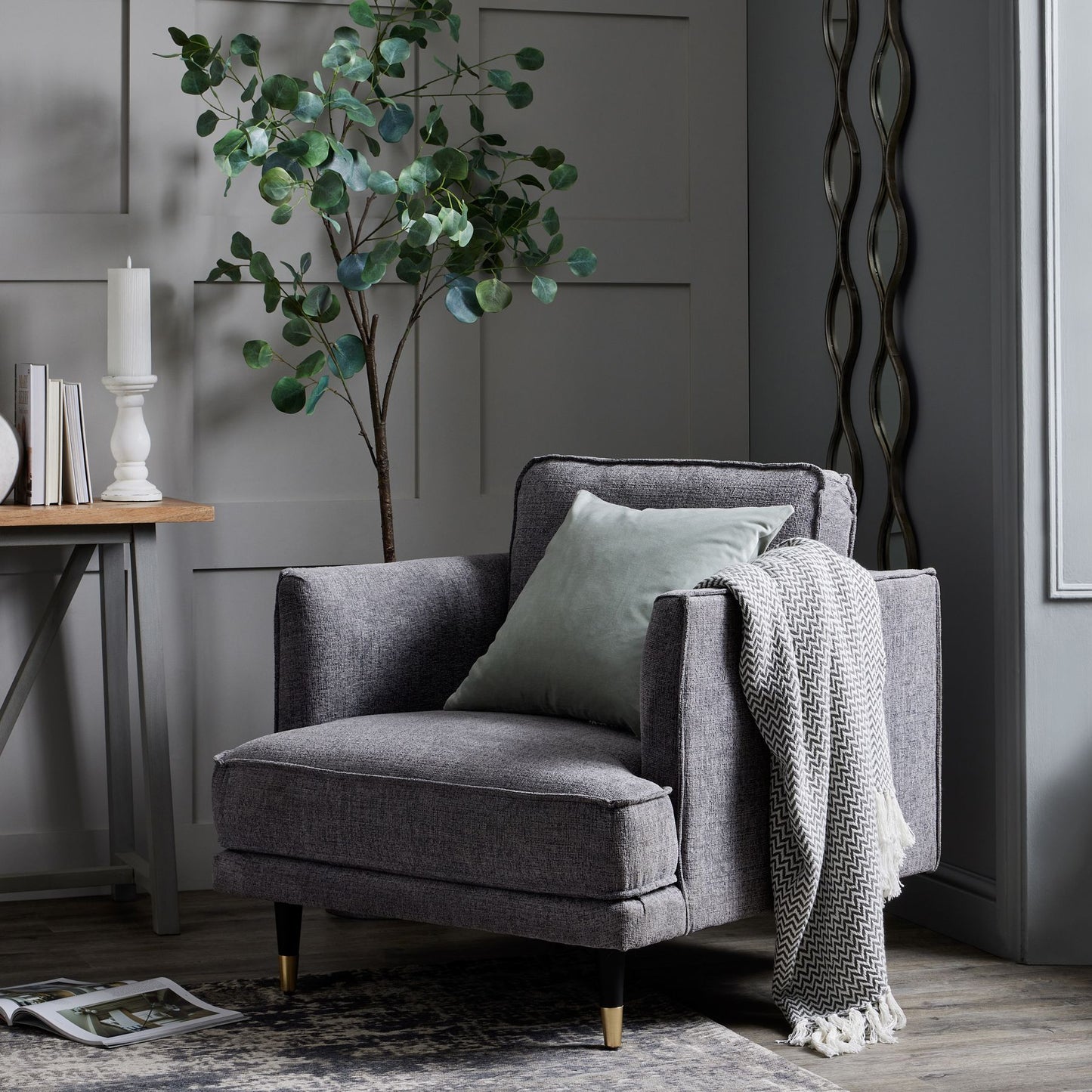 Hampton Grey Arm Chair - Large
