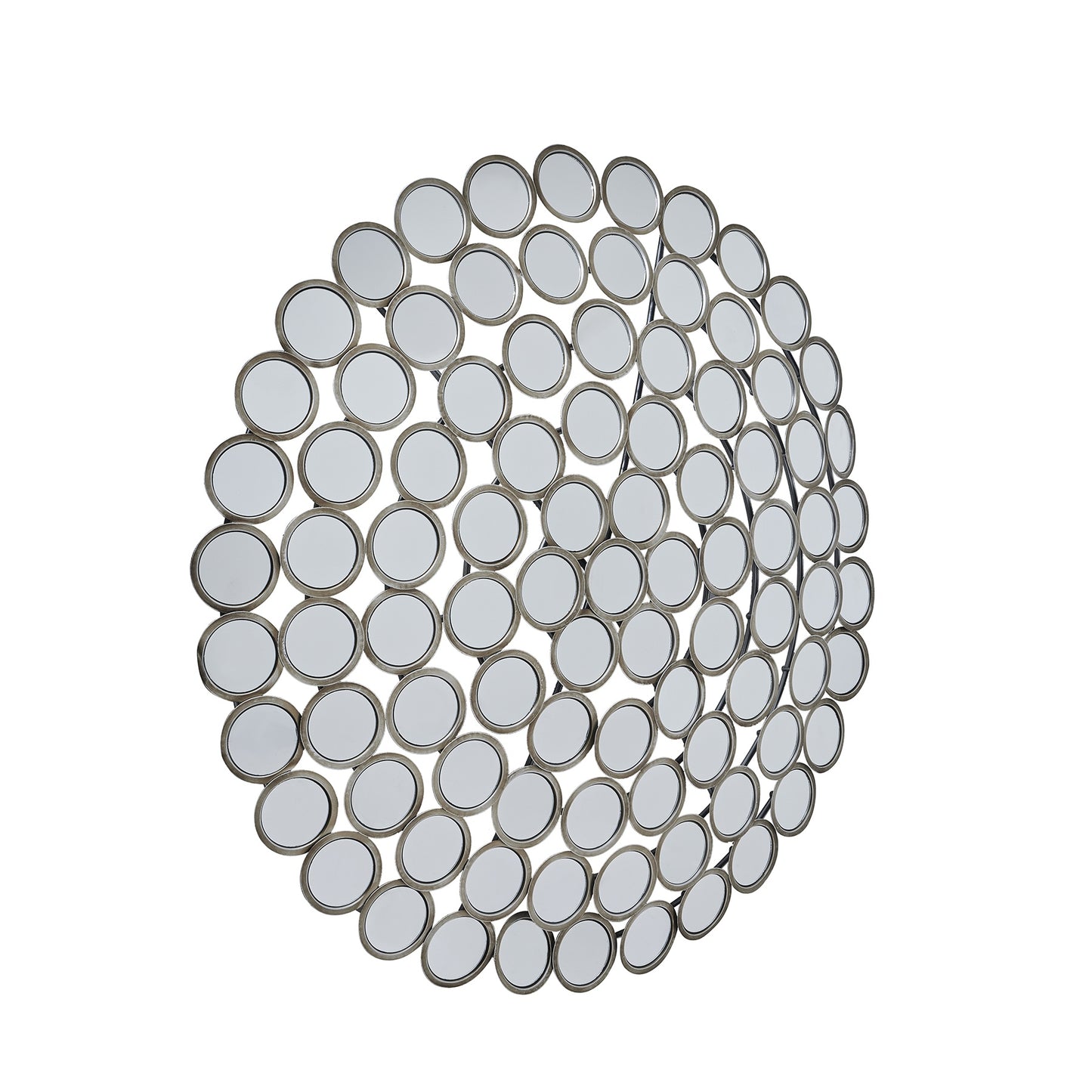 Round Convex Antiqued Silver Multi Mirror - Large