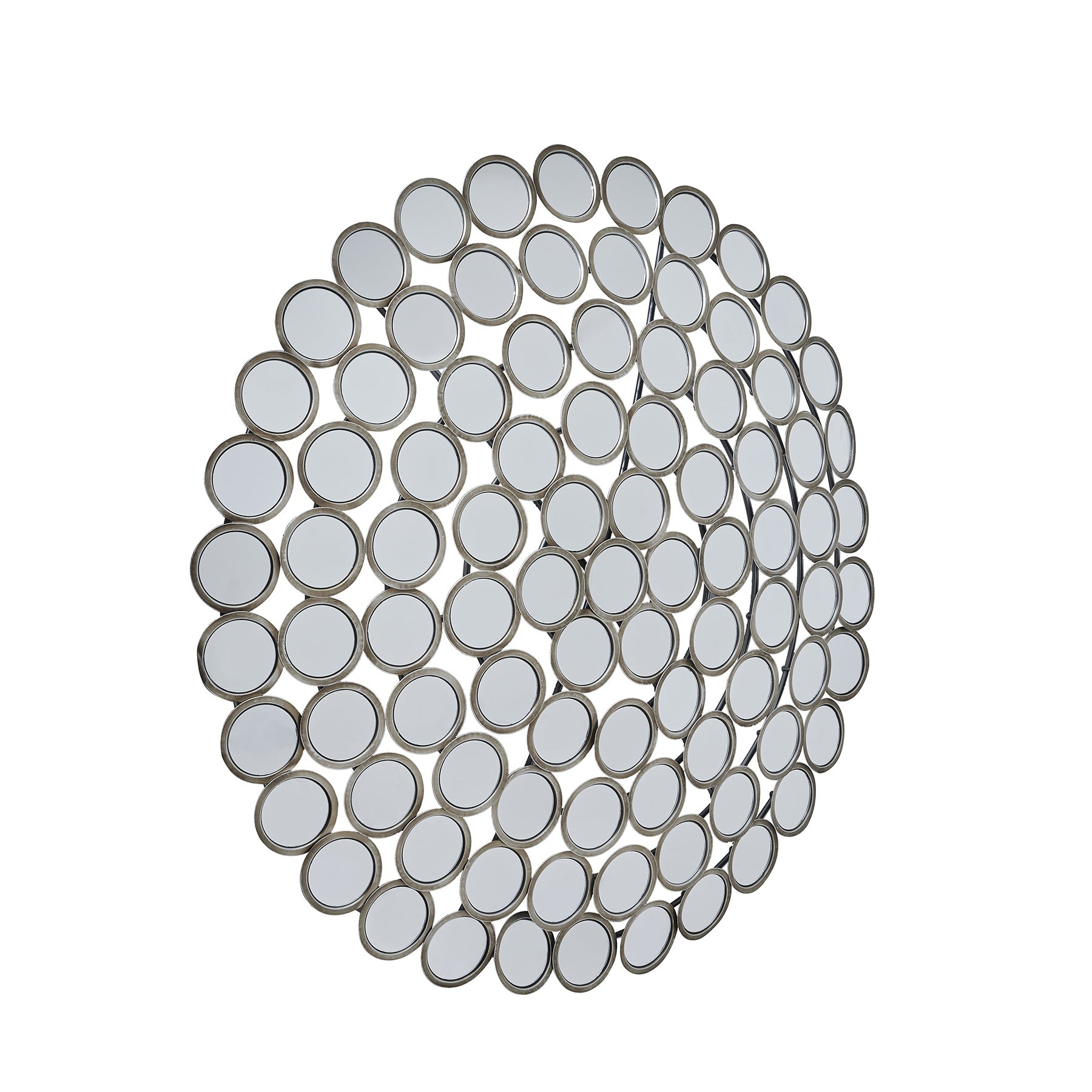 Round Convex Antiqued Silver Multi Mirror - Large