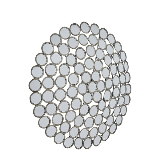 Round Convex Antiqued Silver Multi Mirror - Large