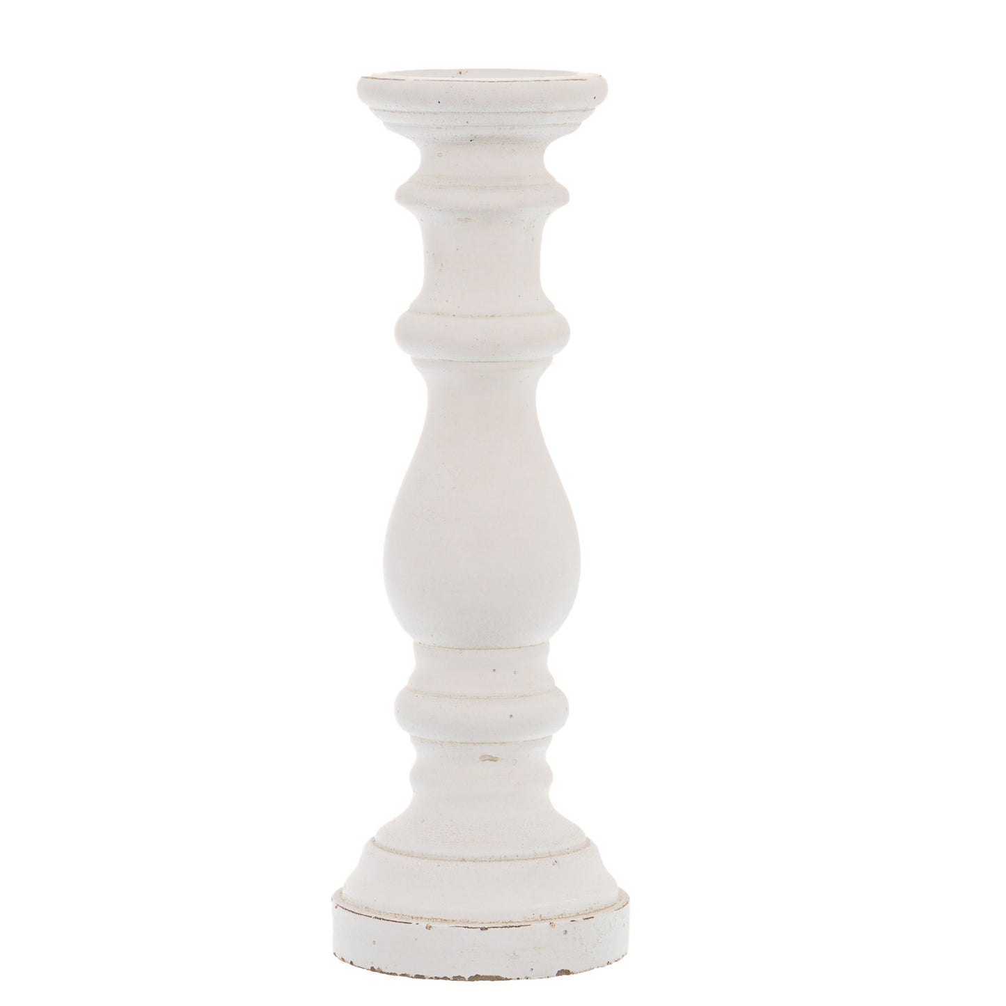 Matt White Ceramic Column Candle Holder - Large