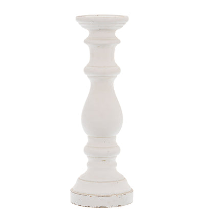 Matt White Ceramic Column Candle Holder - Large