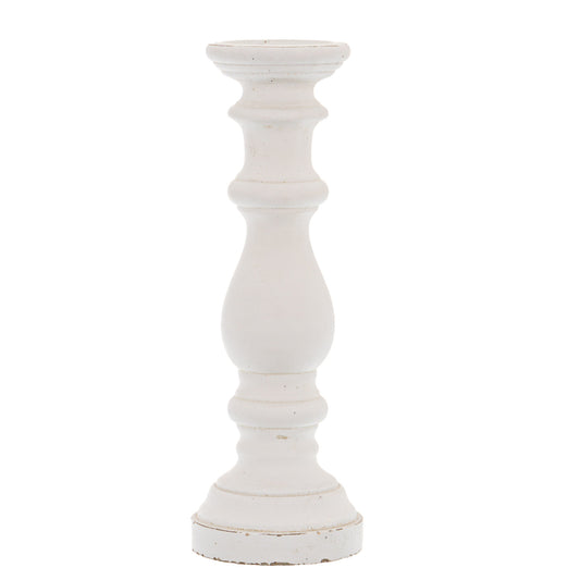 Matt White Ceramic Column Candle Holder - Large