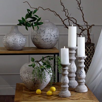 Stone Ceramic Column Candle Holder - Large