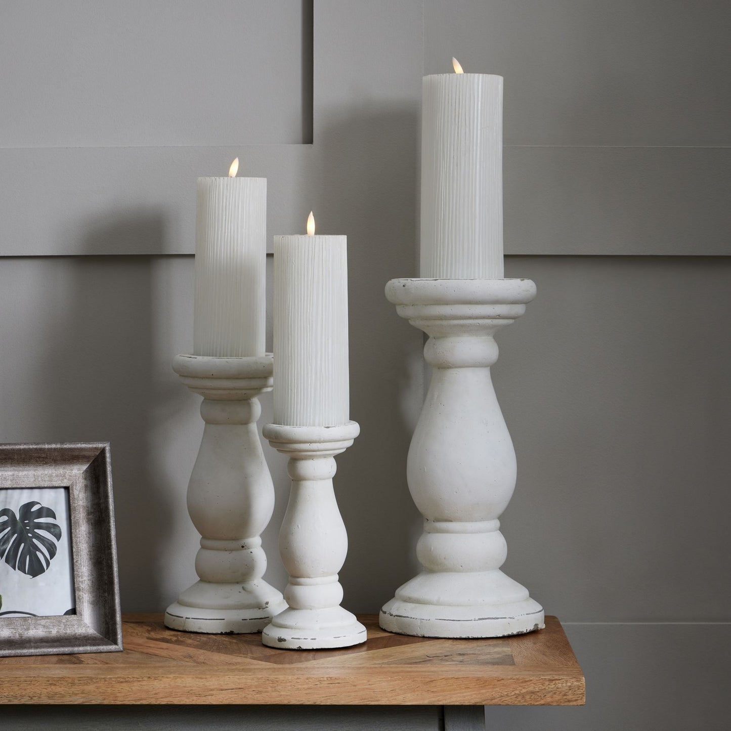 Matt White Ceramic Candle Holder - Large