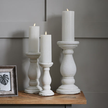 Matt White Ceramic Candle Holder - Large